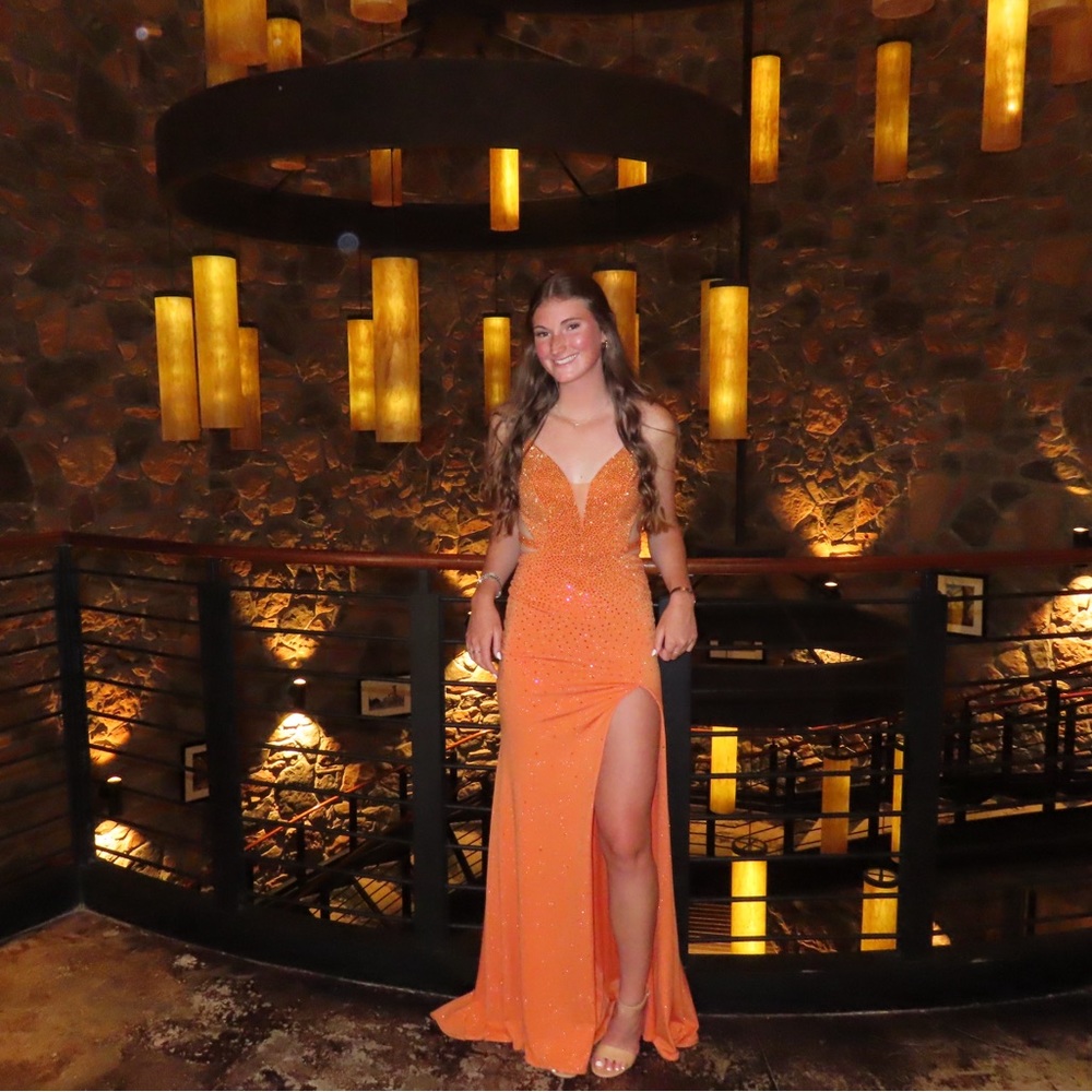 ellie wilde orange prom dress